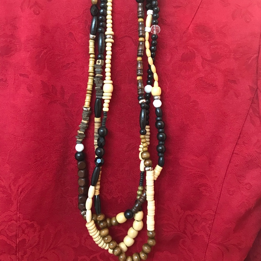 Cookie Lee Wood and Glass Necklace